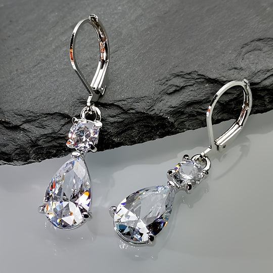 Stylish White Zirconia Drop Earrings