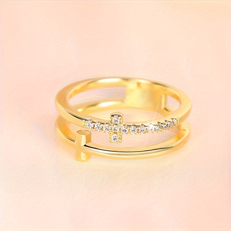Elegant Double Cross Design Ring