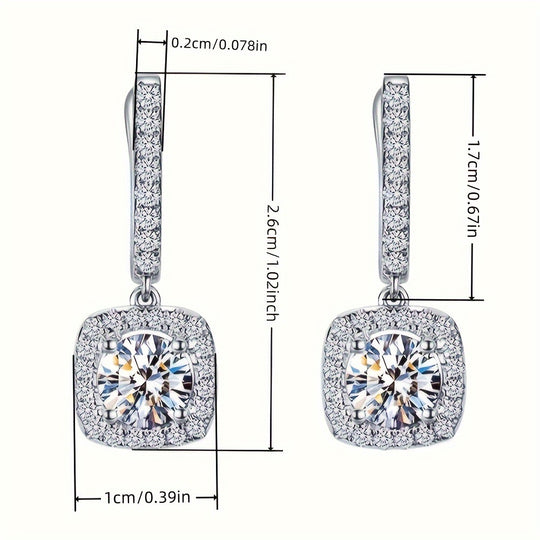 Stylish Square-Shaped Zirconia Drop Earrings