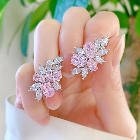 Delicate Elegant Copper Zirconia Earrings