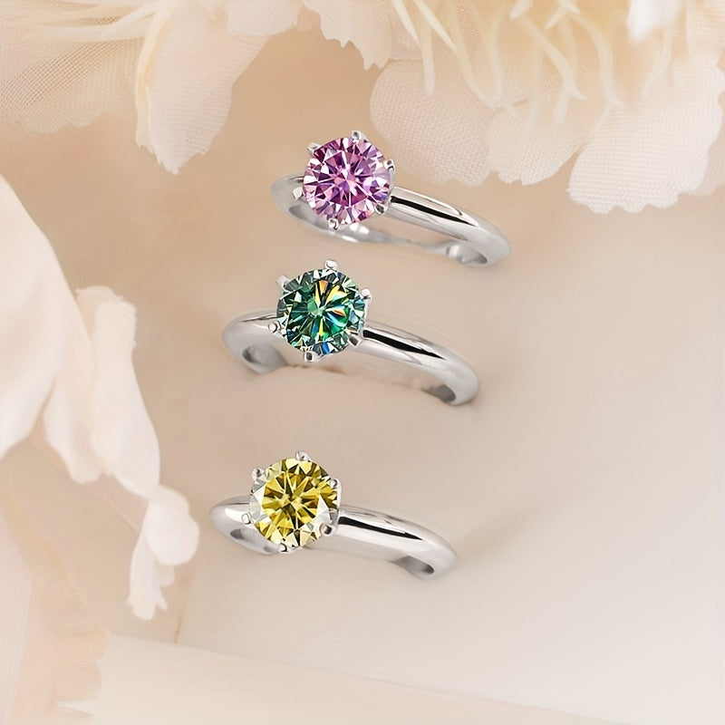 Elegant Moissanite Round Ring