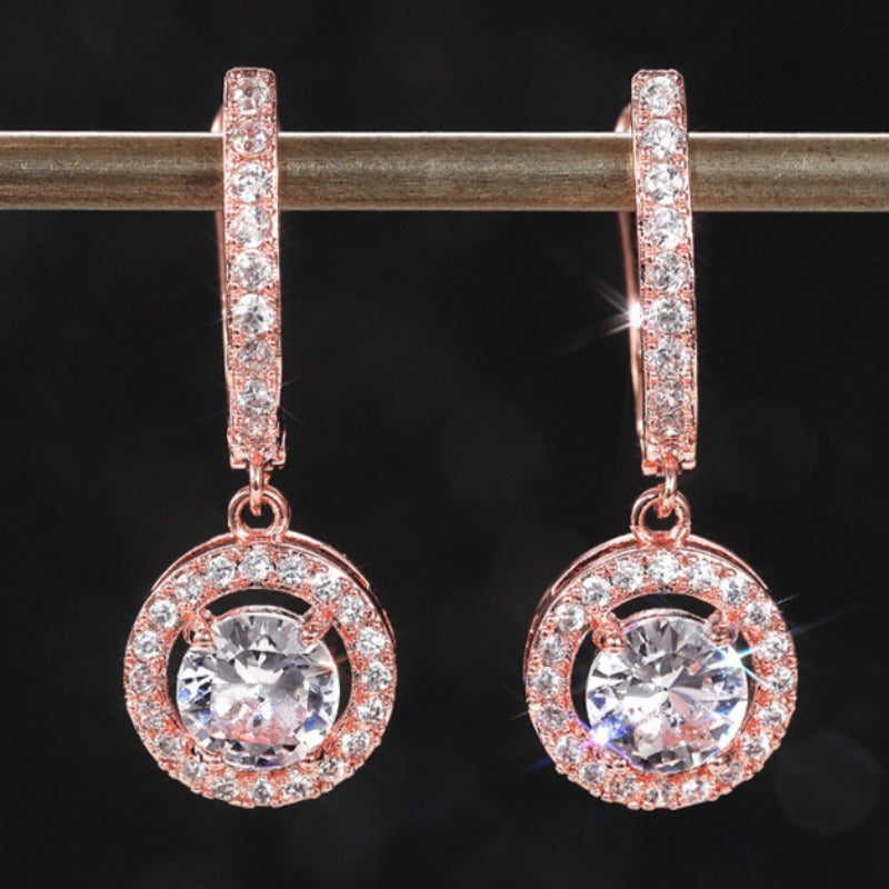Elegant Round Drop Zirconia Earrings