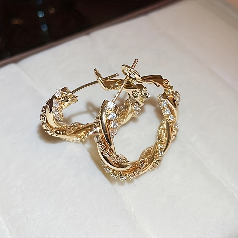 Stylish Zirconia Inlaid Hoop Earrings