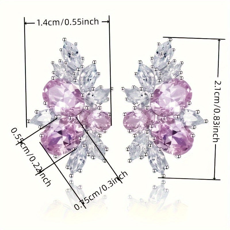 Delicate Elegant Copper Zirconia Earrings