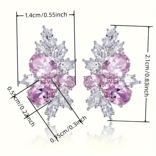 Delicate Elegant Copper Zirconia Earrings