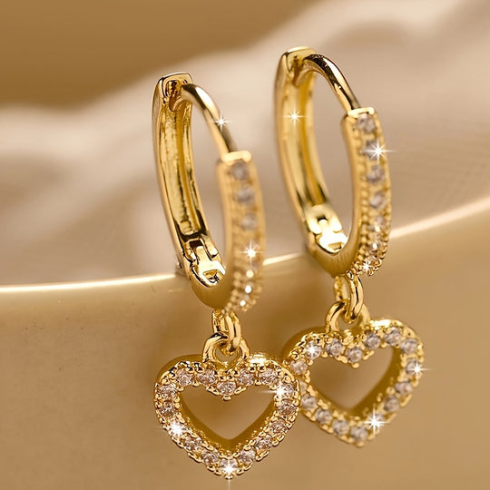 Vintage Heart Pendant Hoop Earrings