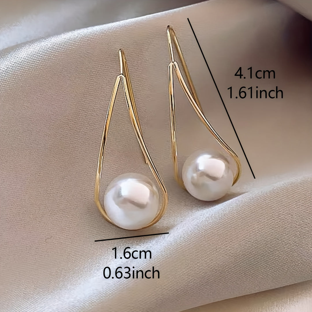 Water Drop Imitation Pearl Hoop Earrings