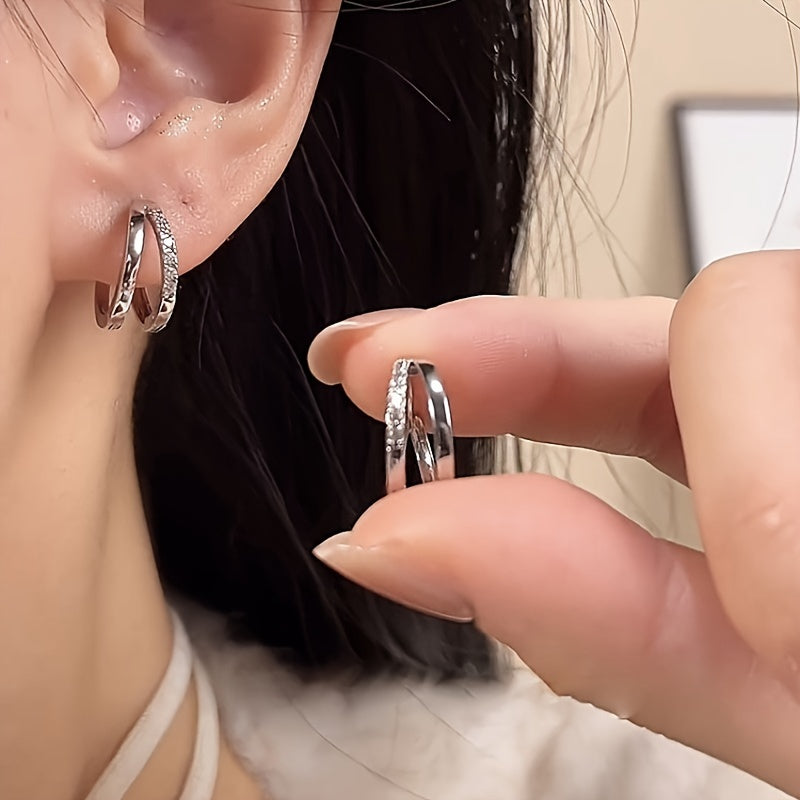 Chic Multi-Layer Zirconia Hoop Earrings