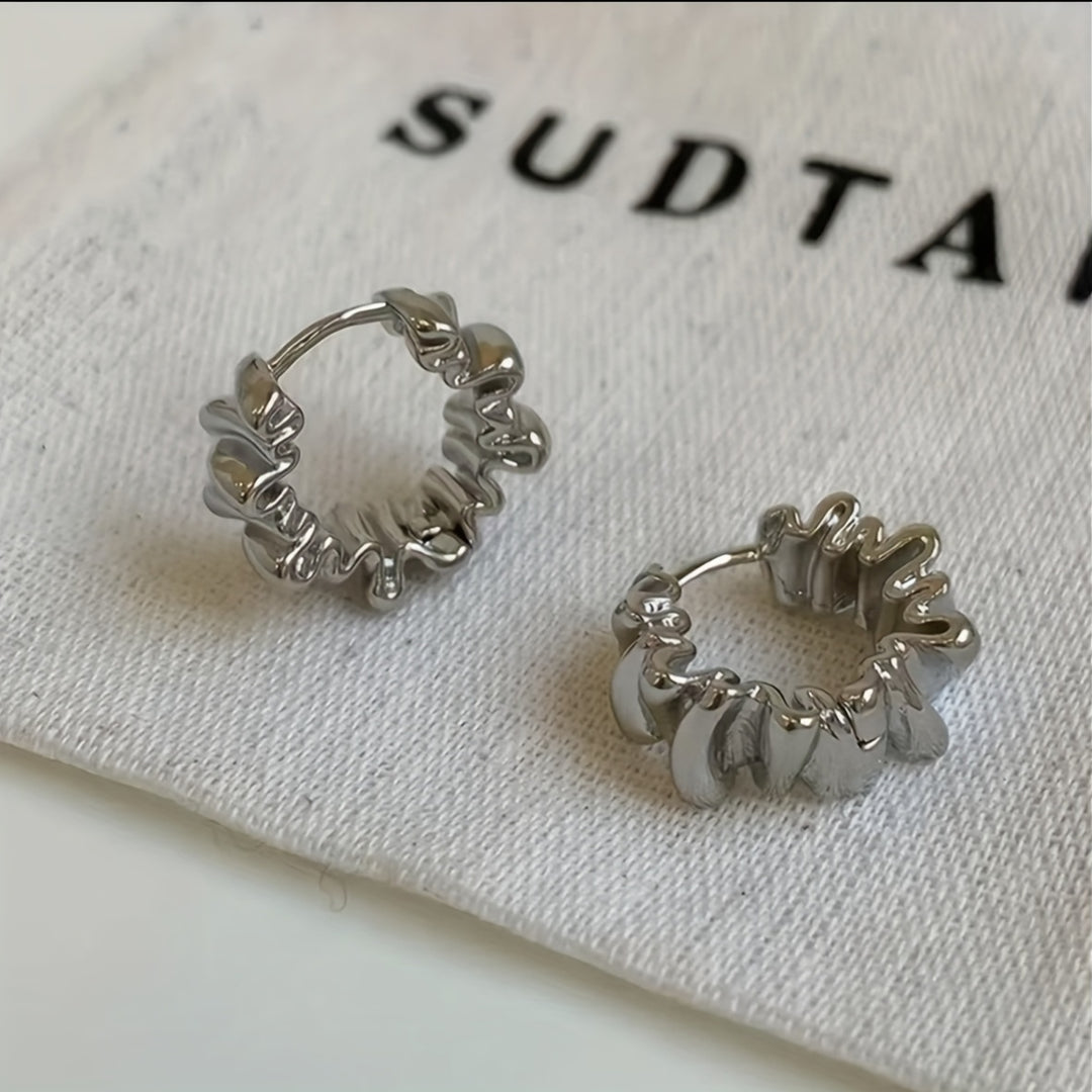 Irregular Wave Ruffles Hoop Earrings