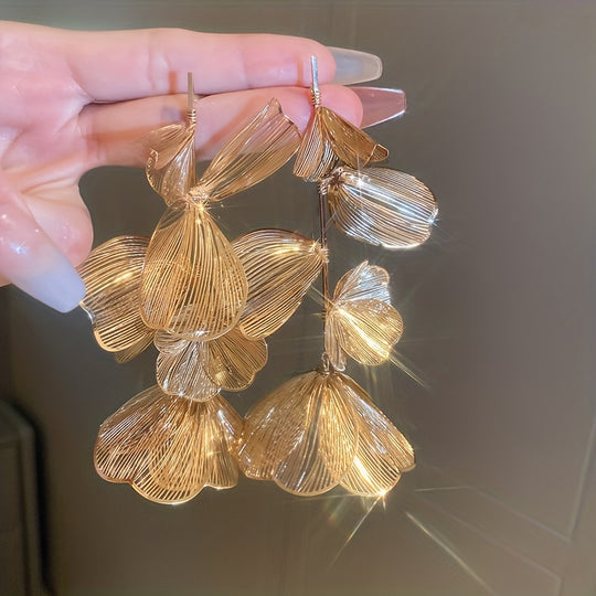 Floral Cutout Tassel Earrings