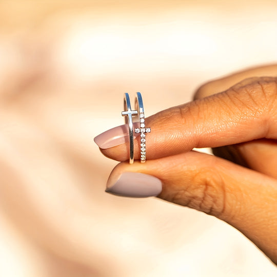 Elegant Double Cross Design Ring