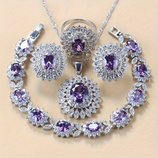 5pcs Sunflower Zirconia Jewelry Set – Earrings