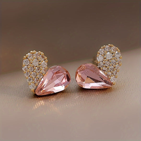 Elegant Crystal Heart-shaped Stud Earrings