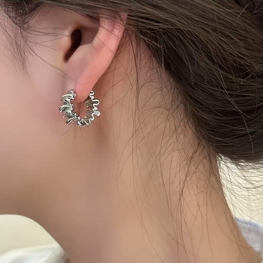 Irregular Wave Ruffles Hoop Earrings