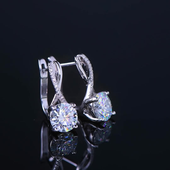 8mm Round Moissanite  Earrings