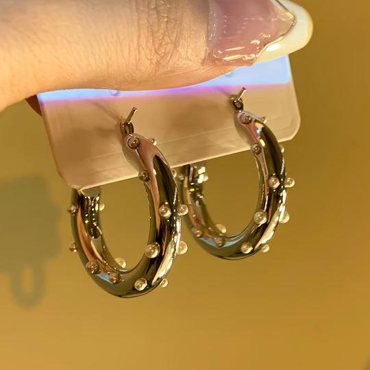 Golden Geometric Circle Party Earrings
