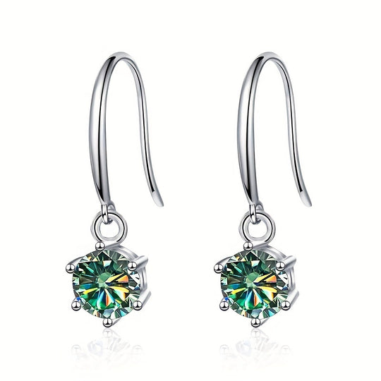 Delicate Round Moissanite Hook Earrings