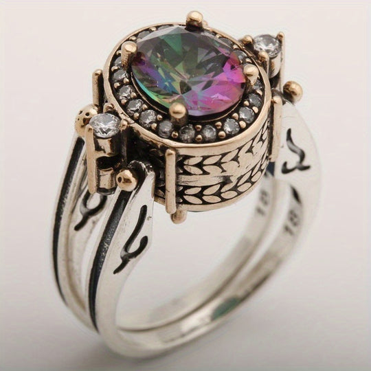 Elegant Double Color Gemstone Ring