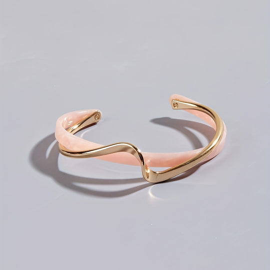 Golden Minimalist Wave Shape Cuff Bangle