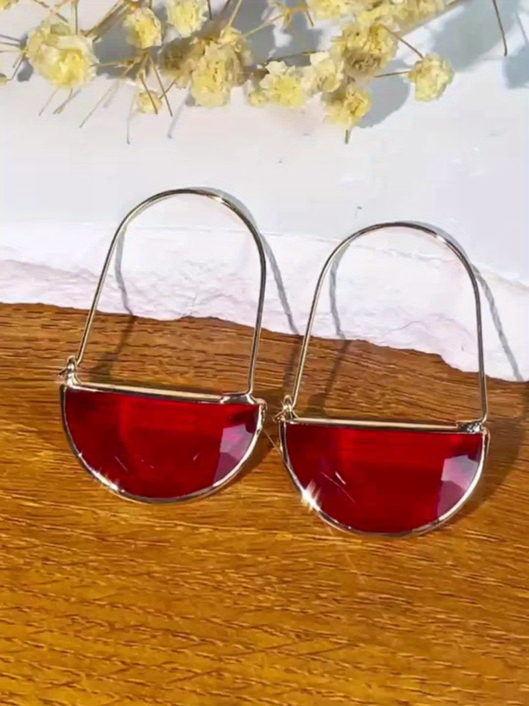 Semi-Circular Transparent Hoop Earrings