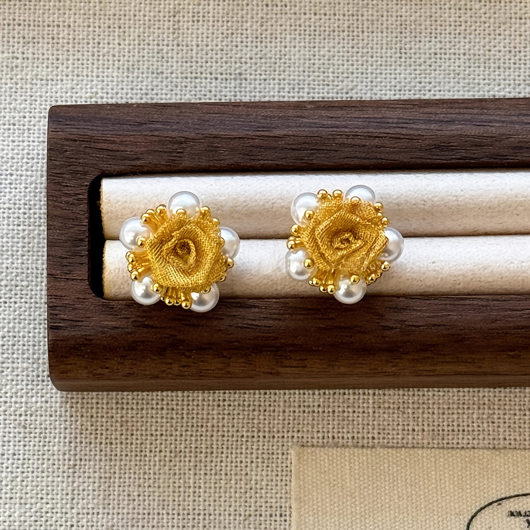 Elegant Floral Imitation Pearl-like Earrings
