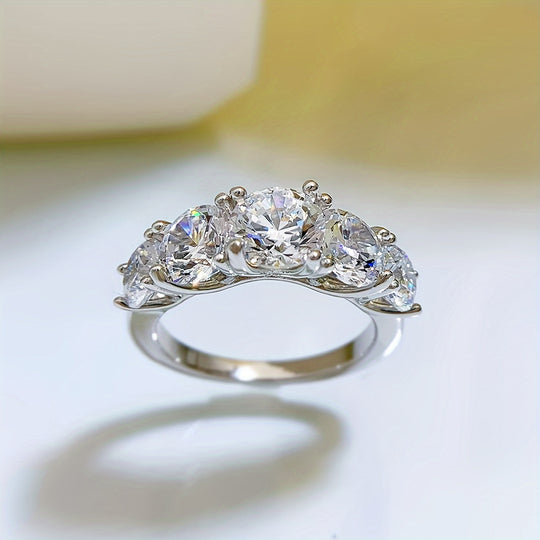 Five-Stone Moissanite Silver Ring