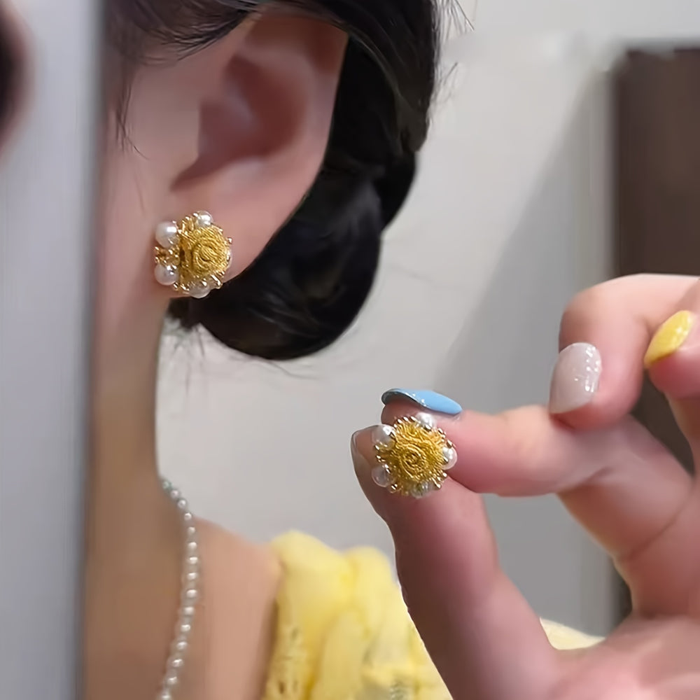 Elegant Floral Imitation Pearl-like Earrings
