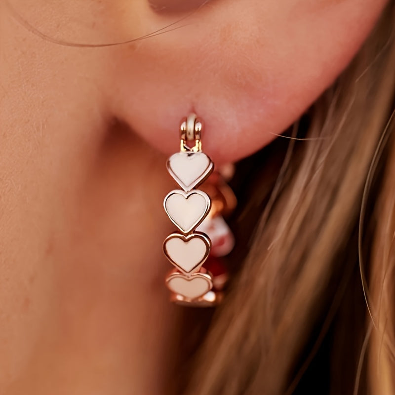 Boho-Chic Heart Zirconia Hoop Earrings
