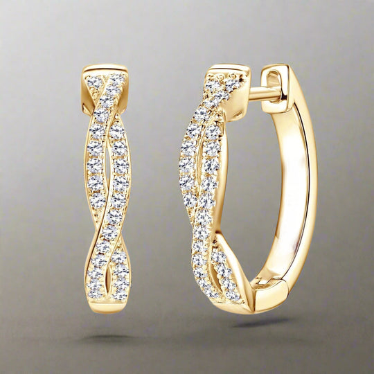 Silver Moissanite Twisted Hoop Earrings