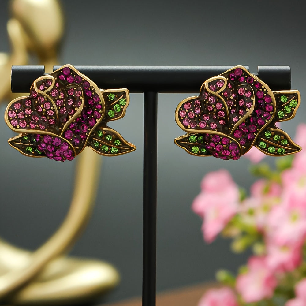 Elegant Retro Rose Stud Earrings