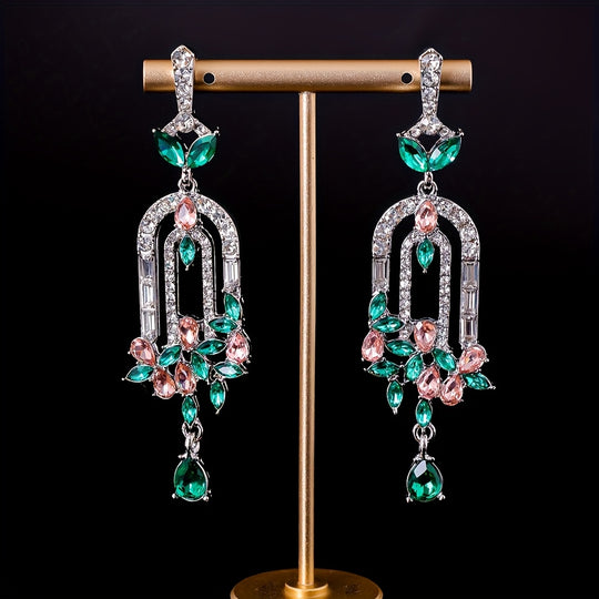 Lightweight Unique Arch Shape Rhinestone Earrings