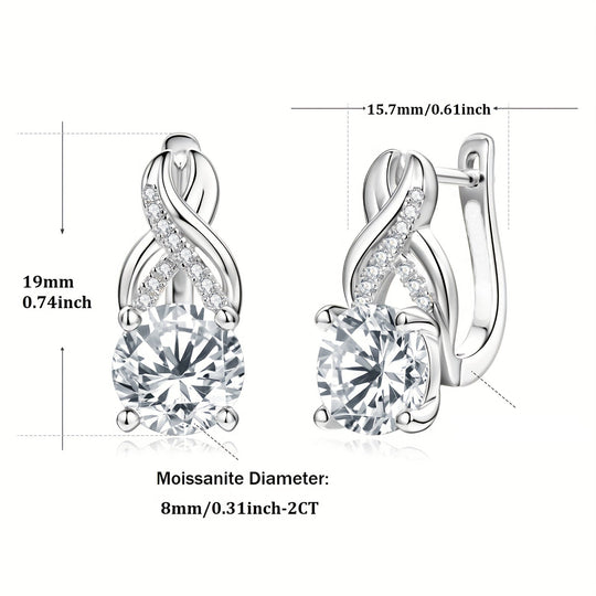 Round Silvery 8mm Moissanite Earrings