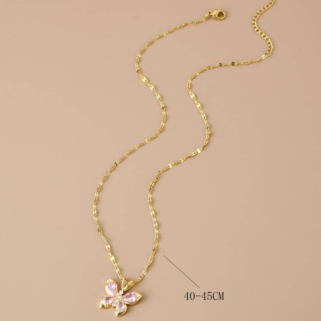 Pink Butterfly Pendant Necklace