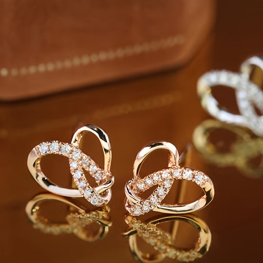 Elegant Rose Gold Heart Earrings