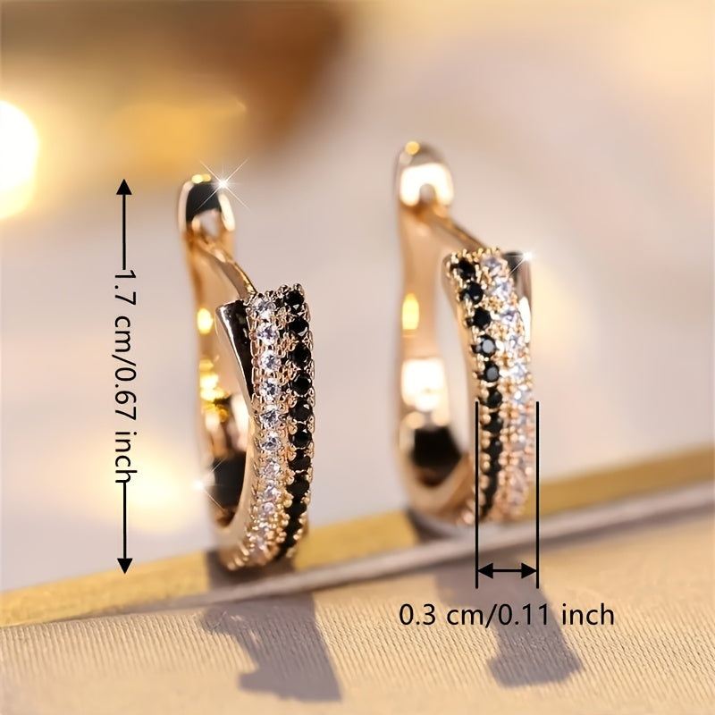 Golden Luxury Hoop Earrings with Zirconia