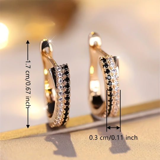 Golden Luxury Hoop Earrings with Zirconia