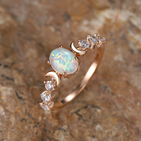 Elegant Rose Gold Opal Ring