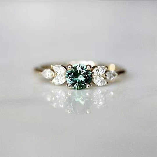 Simple Green Cubic Zirconia Ring