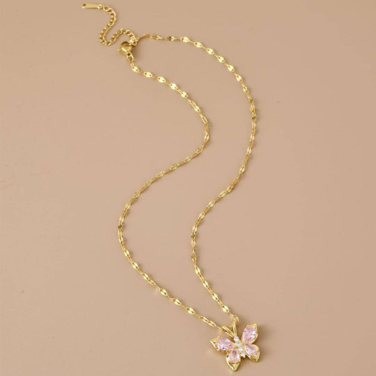 Pink Butterfly Pendant Necklace