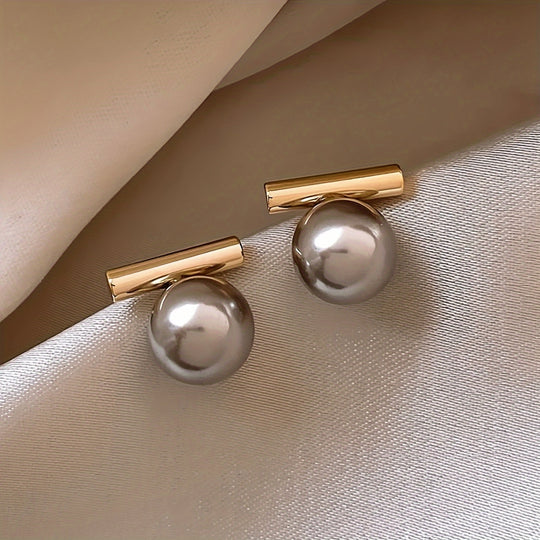 Gray Imitation Pearl Earrings