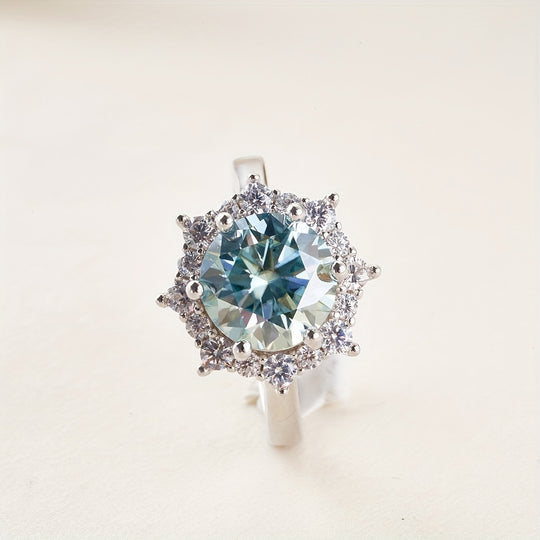 Trendy Round Moissanite Ring