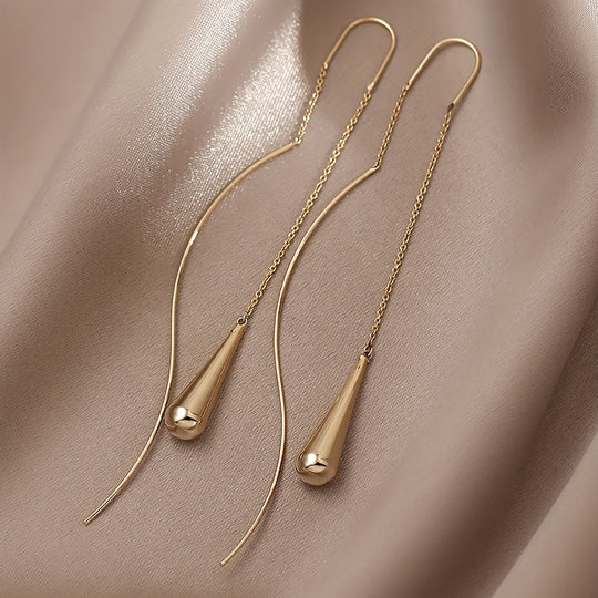 Elegant Golden Geometric Tassel Pair of Earrings