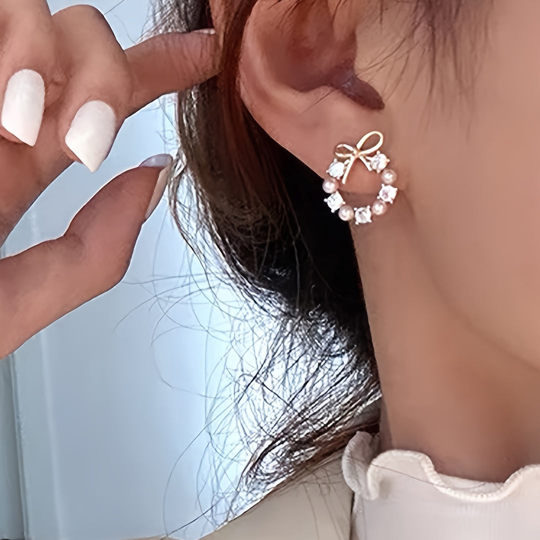 Elegant Bow Circle Hoop Earrings