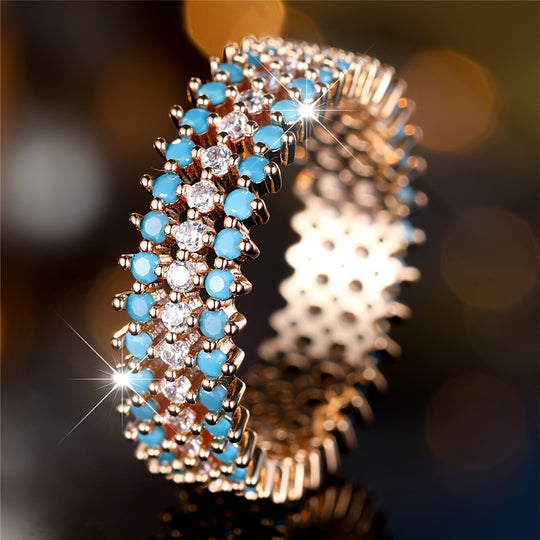 Elegant Wide Band Blue Turquoise Ring