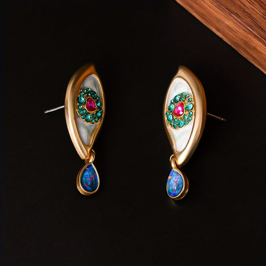 Teardrop Earrings with Rhinestone Accents