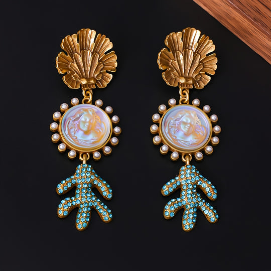 Vintage Shell & Cactus Earrings