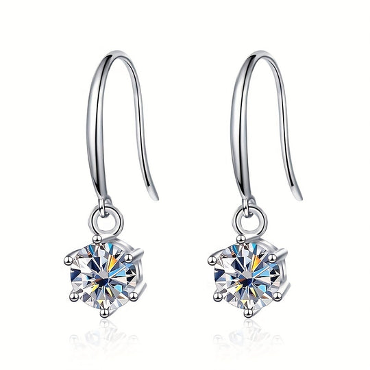 Delicate Round Moissanite Hook Earrings