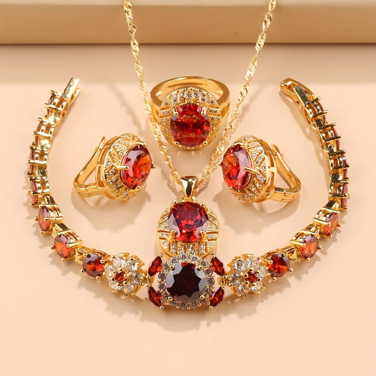 5-Piece Luxury Zirconia Bridal Jewelry Set