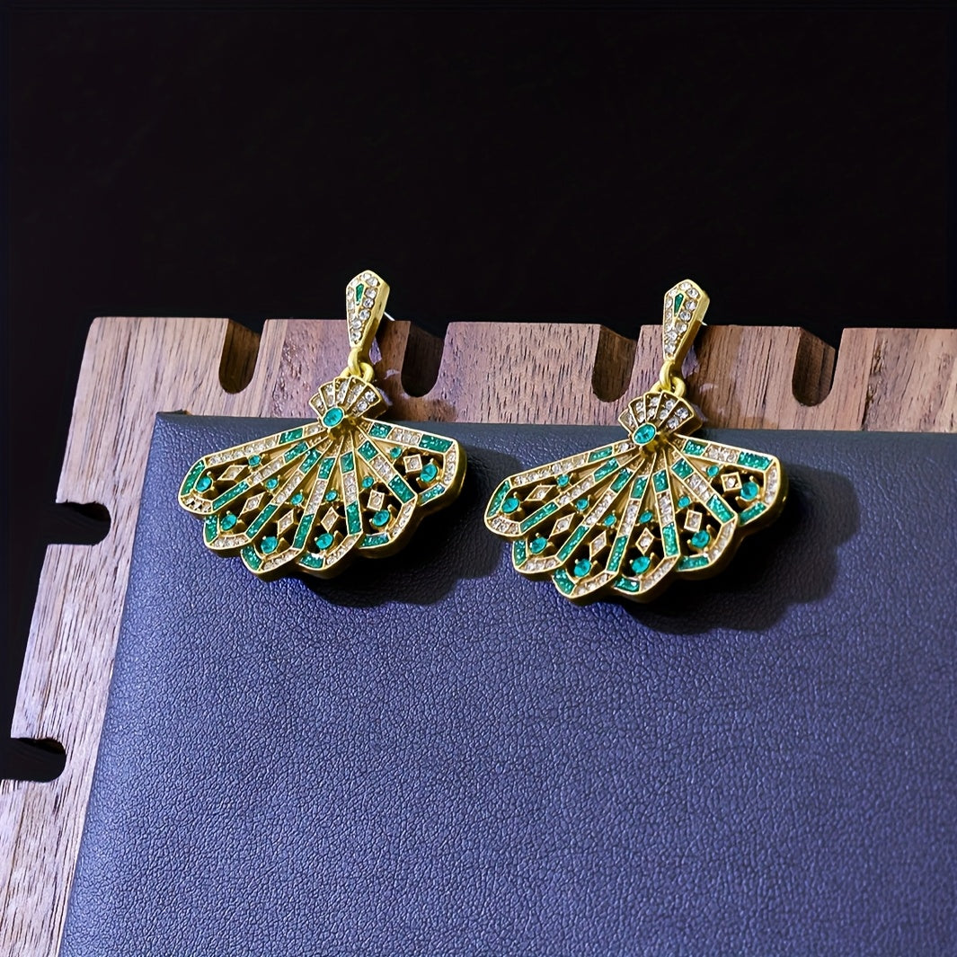 Vintage Copper Alloy Earrings with Rhinestone
