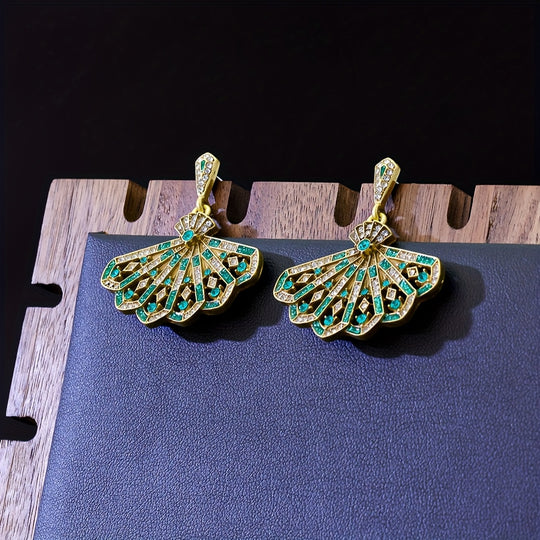 Vintage Copper Alloy Earrings with Rhinestone